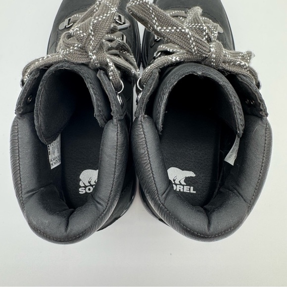 Sorel Lennox Hiker Black Leather Snake Lace Up Lug Sole Boot Size 8.5 - Picture 10 of 12